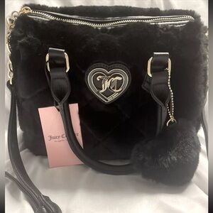 🚨SALE!! NWT Juicy Couture Black Satchel w/charm & crossbody strap. SUPER soft!